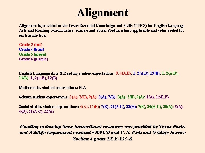 Alignment is provided to the Texas Essential Knowledge and Skills (TEKS) for English Language Alignment is provided to the Texas Essential Knowledge and Skills (TEKS) for English Language
