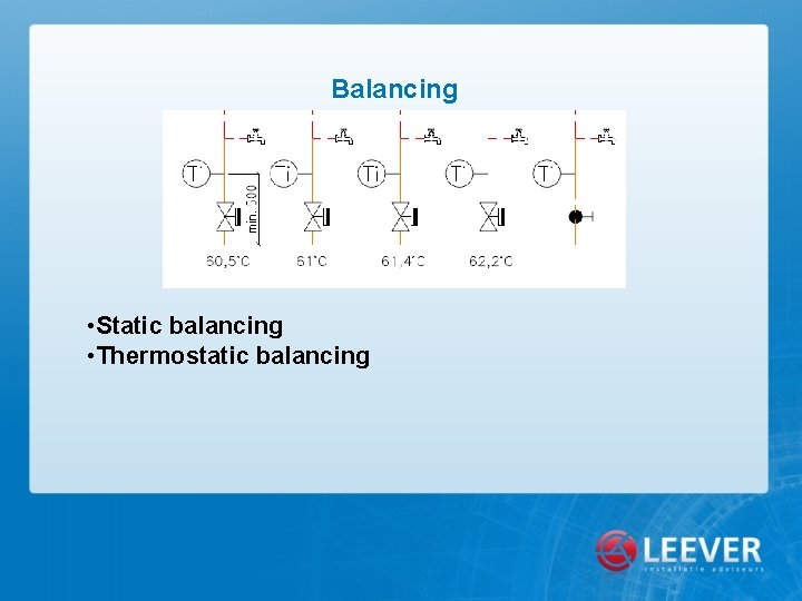 Balancing • Static balancing • Thermostatic balancing 