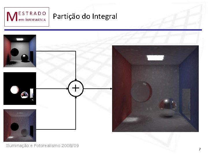 Partição do Integral Iluminação e Fotorealismo 2008/09 7 