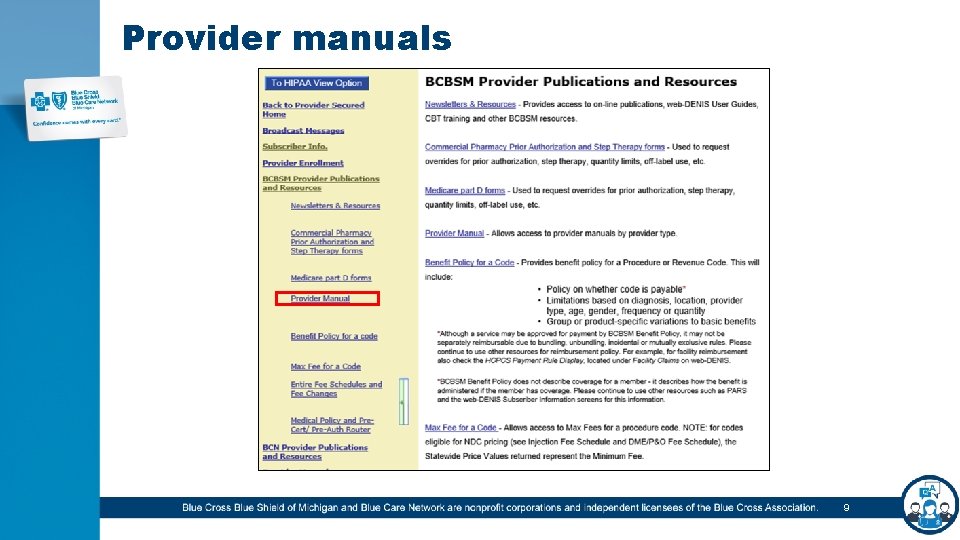 Provider manuals 9 