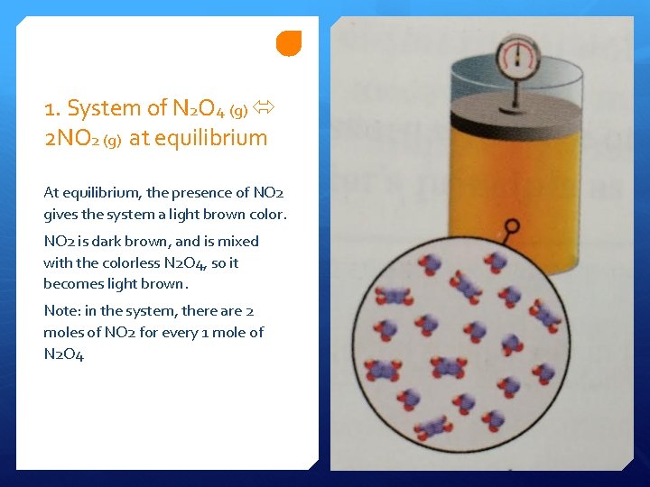 1. System of N 2 O 4 (g) 2 NO 2 (g) at equilibrium