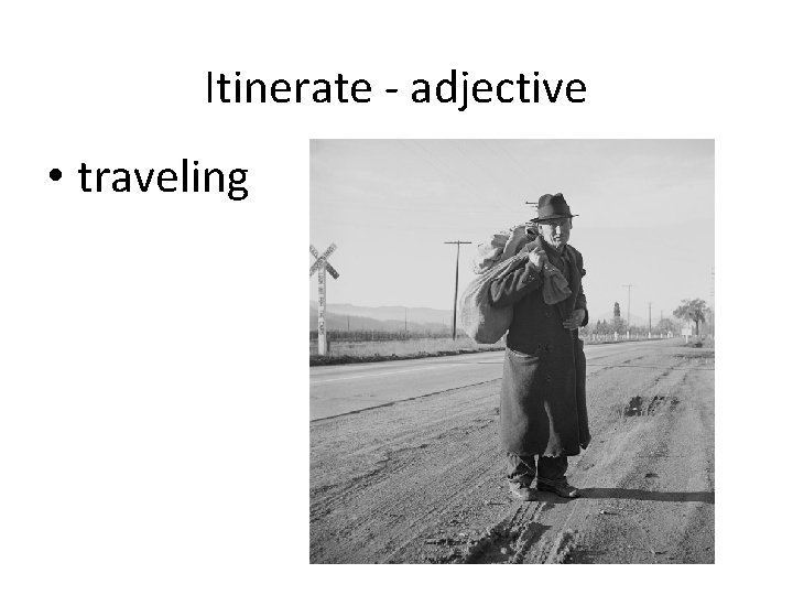 Itinerate - adjective • traveling 
