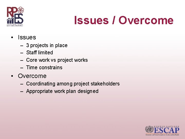 Issues / Overcome • Issues – – 3 projects in place Staff limited Core