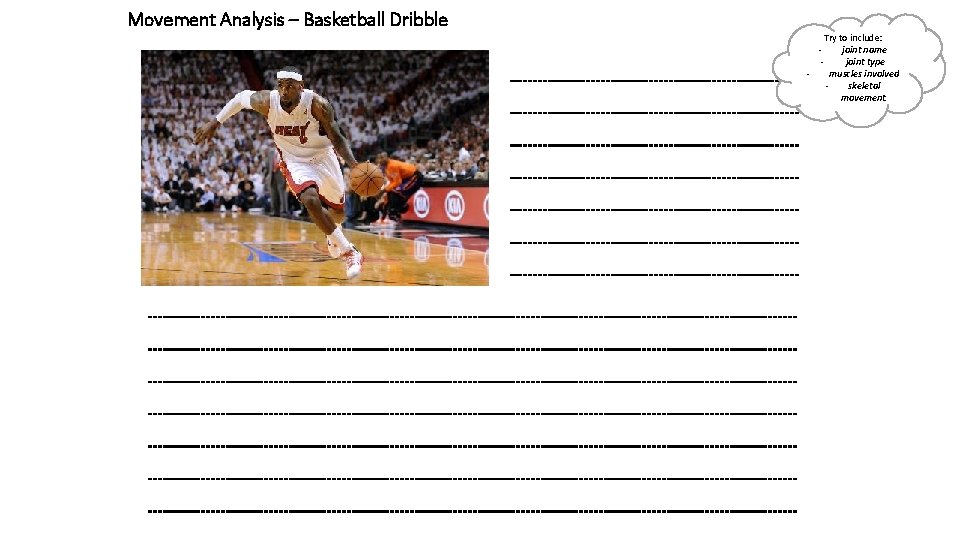 Movement Analysis – Basketball Dribble Try to include: joint name joint type muscles involved
