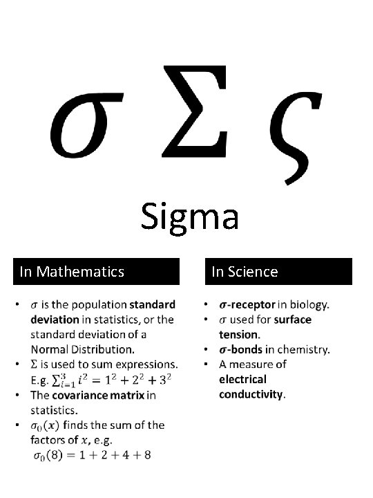 Sigma In Mathematics In Science 