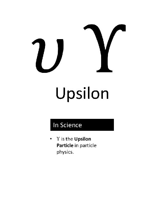 Upsilon In Science 