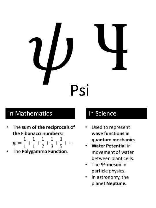 Psi In Mathematics In Science 