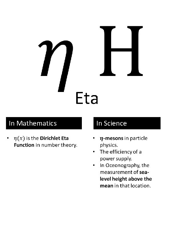 Eta In Mathematics In Science 