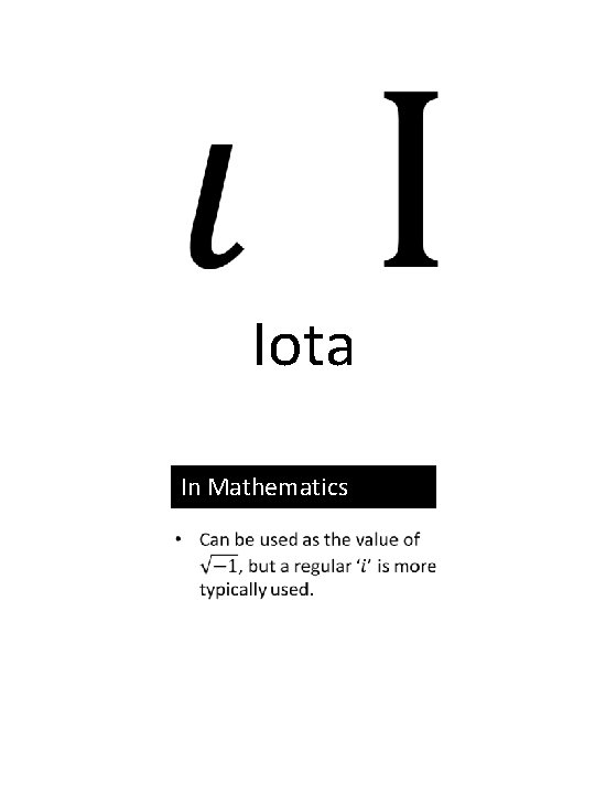 Iota In Mathematics 
