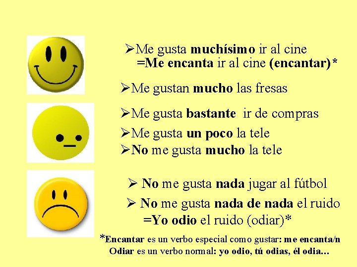 ØMe gusta muchísimo ir al cine =Me encanta ir al cine (encantar)* ØMe gustan