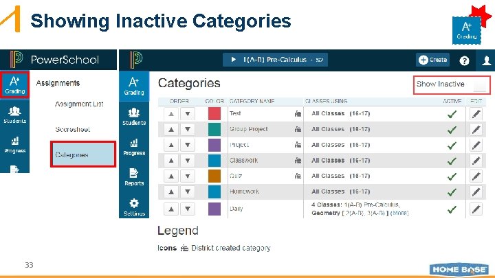 Showing Inactive Categories 33 