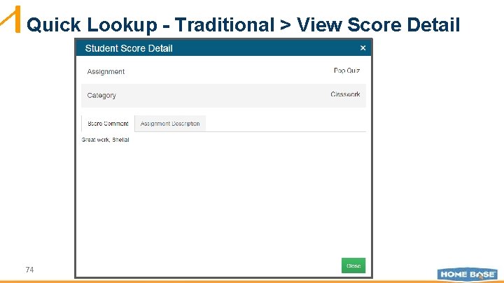 Quick Lookup - Traditional > View Score Detail 74 