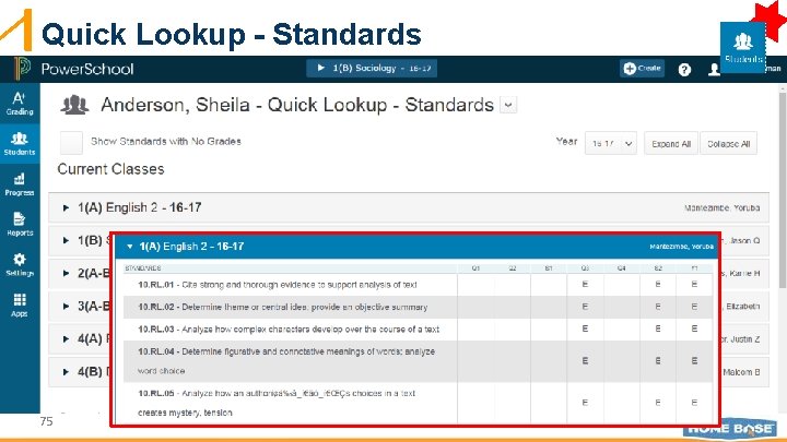 Quick Lookup - Standards 75 