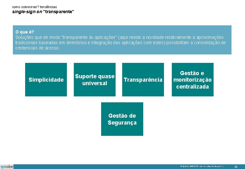 como sobreviver? tendências single-sign on ”transparente” O que é? Soluções que de modo “transparente