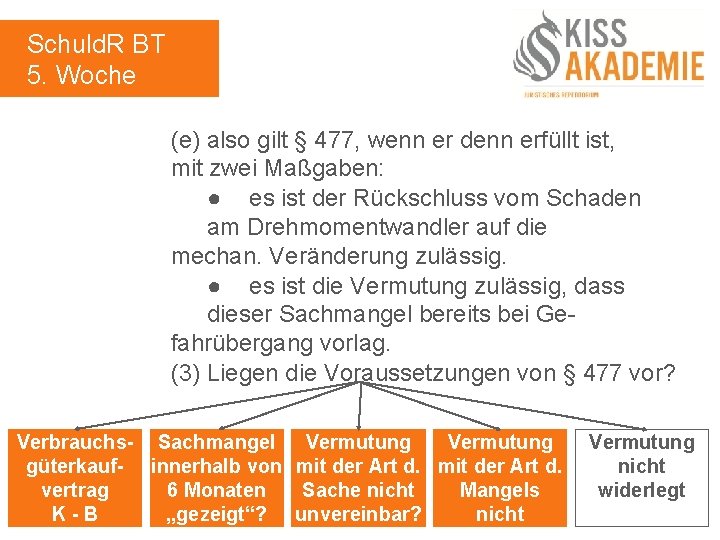 Schuld. R BT 5. Woche (e) also gilt § 477, wenn er denn erfüllt