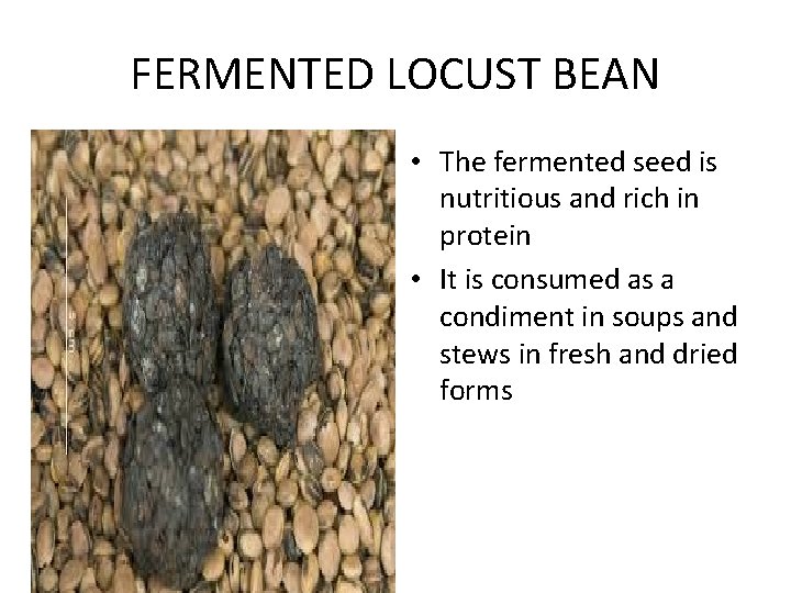 FERMENTED LOCUST BEAN • The fermented seed is nutritious and rich in protein •