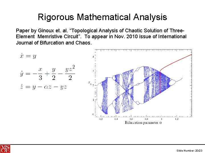 Rigorous Mathematical Analysis Paper by Ginoux et. al. “Topological Analysis of Chaotic Solution of