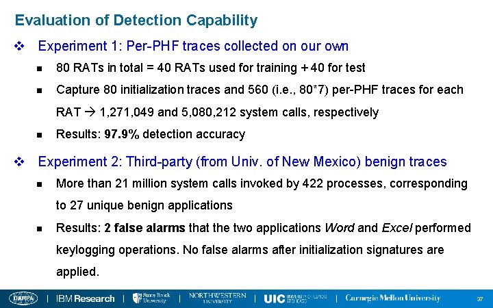 Evaluation of Detection Capability v Experiment 1: Per-PHF traces collected on our own n