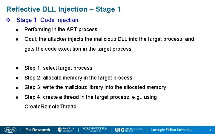 Reflective DLL Injection – Stage 1 v Stage 1: Code Injection n Performing in