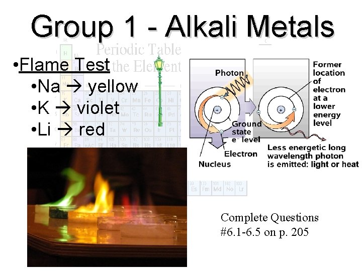 Group 1 - Alkali Metals • Flame Test • Na yellow • K violet