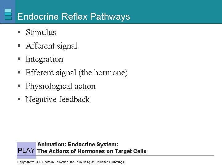 Endocrine Reflex Pathways § Stimulus § Afferent signal § Integration § Efferent signal (the