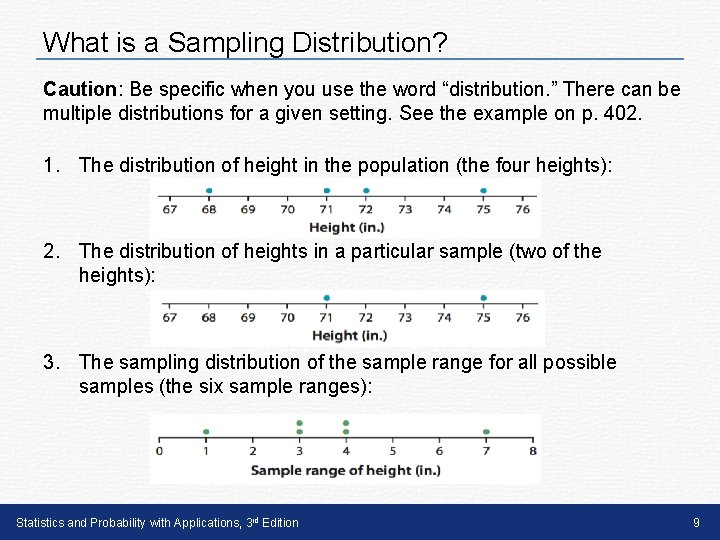 What is a Sampling Distribution? Caution: Be specific when you use the word “distribution. What is a Sampling Distribution? Caution: Be specific when you use the word “distribution.