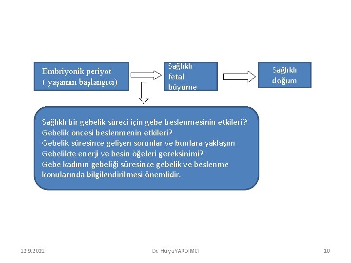 Embriyonik periyot ( yaşamın başlangıcı) Sağlıklı fetal büyüme Sağlıklı doğum Sağlıklı bir gebelik süreci