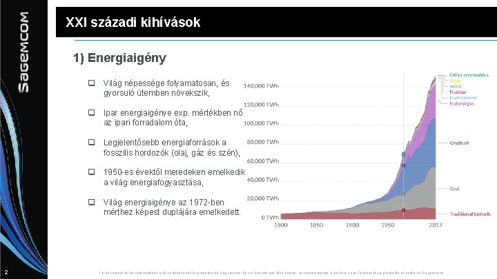 XXI századi kihívások 1) Energiaigény q Világ népessége folyamatosan, és gyorsuló ütemben növekszik, q