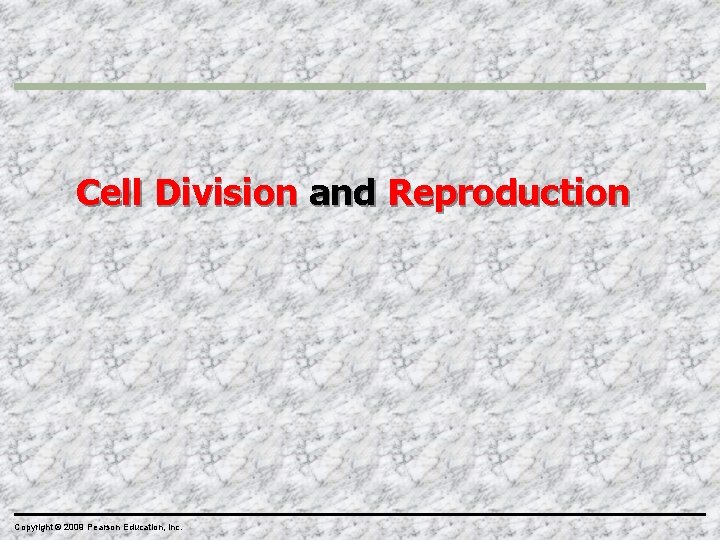 Cell Division and Reproduction Copyright © 2009 Pearson Education, Inc. 