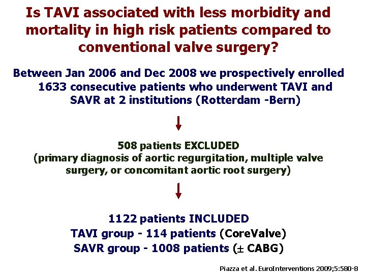 Is TAVI associated with less morbidity and mortality in high risk patients compared to