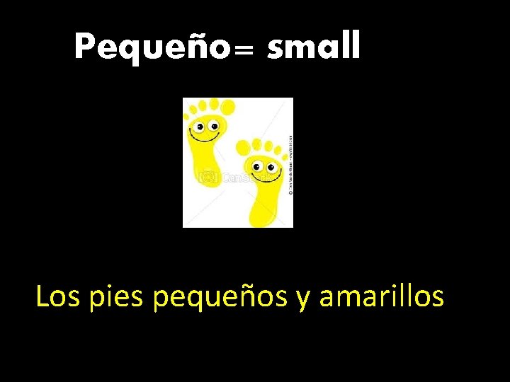 Pequeño= small Los pies pequeños y amarillos 