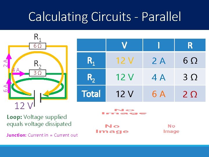 Calculating Circuits - Parallel R 1 V I R R 1 12 V 2 Calculating Circuits - Parallel R 1 V I R R 1 12 V 2
