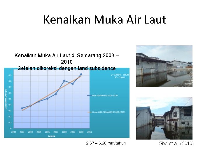 Kenaikan Muka Air Laut di Semarang 2003 – 2010 Setelah dikoreksi dengan land subsidence