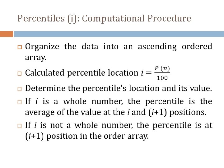 Percentiles (i): Computational Procedure 