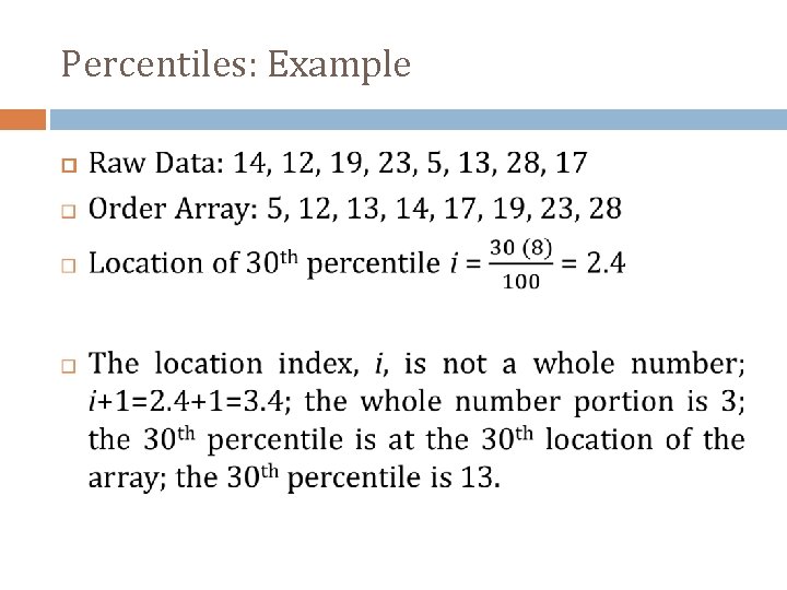 Percentiles: Example 