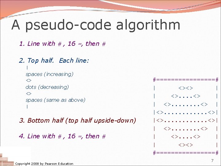 A pseudo-code algorithm 1. Line with # , 16 =, then # 2. Top