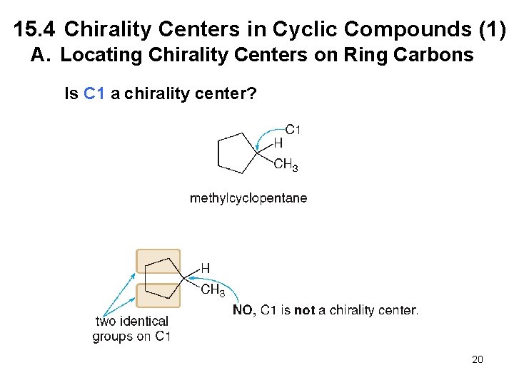 15. 4 Chirality Centers in Cyclic Compounds (1) A. Locating Chirality Centers on Ring