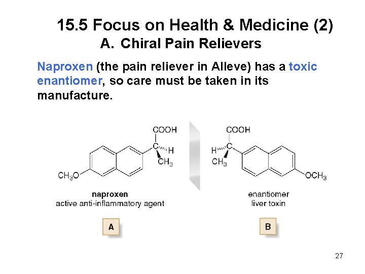 15. 5 Focus on Health & Medicine (2) A. Chiral Pain Relievers Naproxen (the