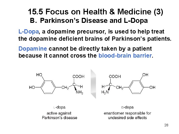 15. 5 Focus on Health & Medicine (3) B. Parkinson’s Disease and L-Dopa, a