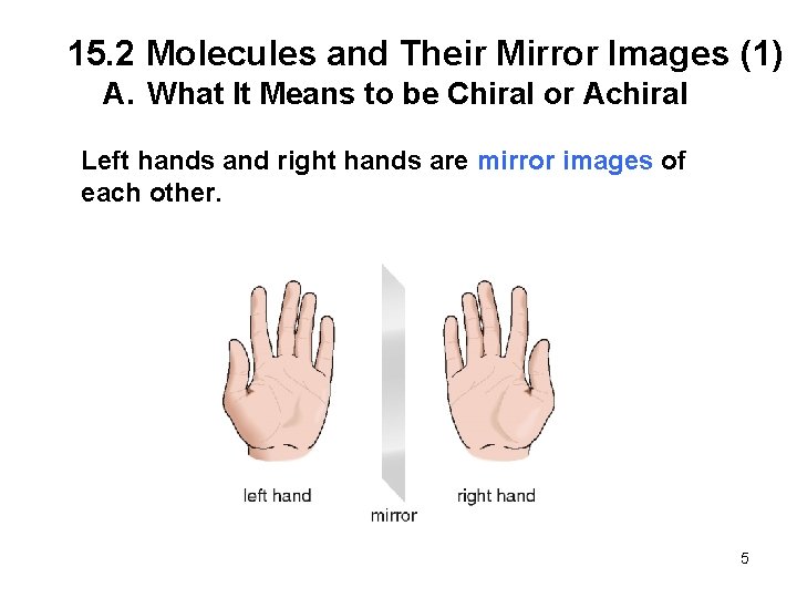 15. 2 Molecules and Their Mirror Images (1) A. What It Means to be