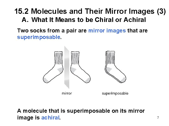 15. 2 Molecules and Their Mirror Images (3) A. What It Means to be