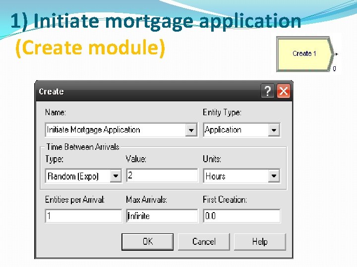 1) Initiate mortgage application (Create module) 