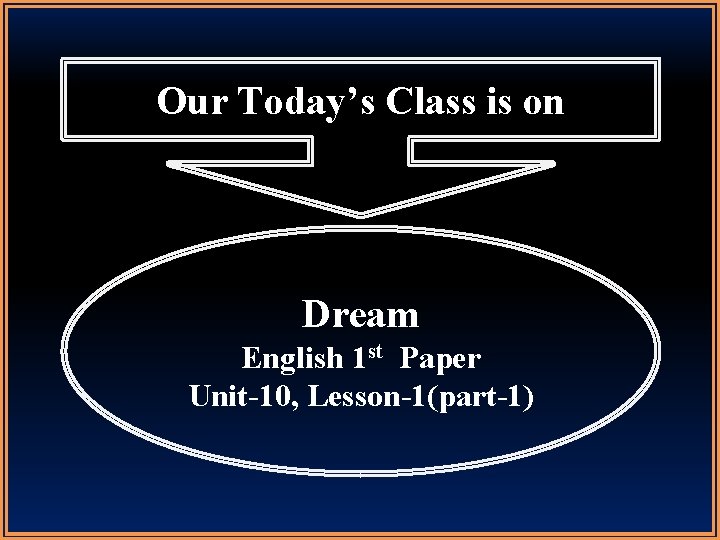 Our Today’s Class is on Dream English 1 st Paper Unit-10, Lesson-1(part-1) 