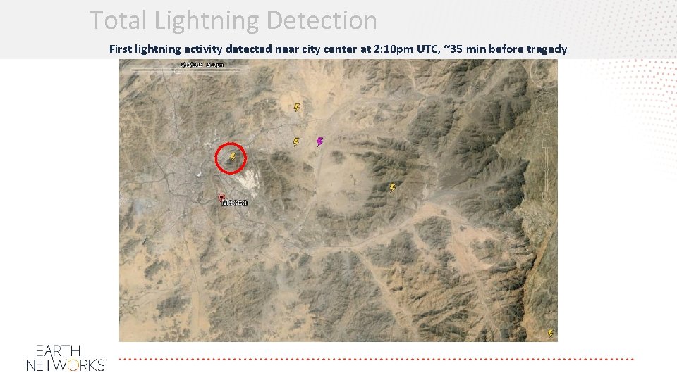 Total Lightning Detection First lightning activity detected near city center at 2: 10 pm