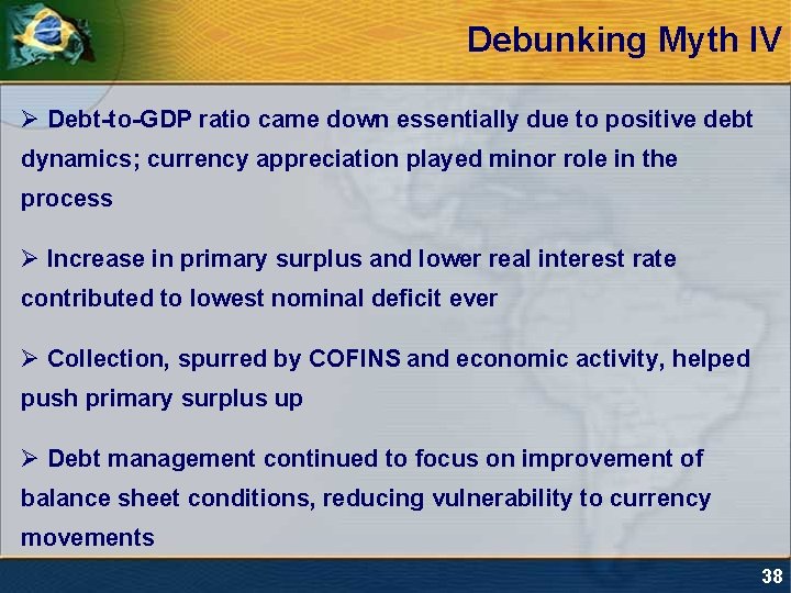 Debunking Myth IV Ø Debt-to-GDP ratio came down essentially due to positive debt dynamics;