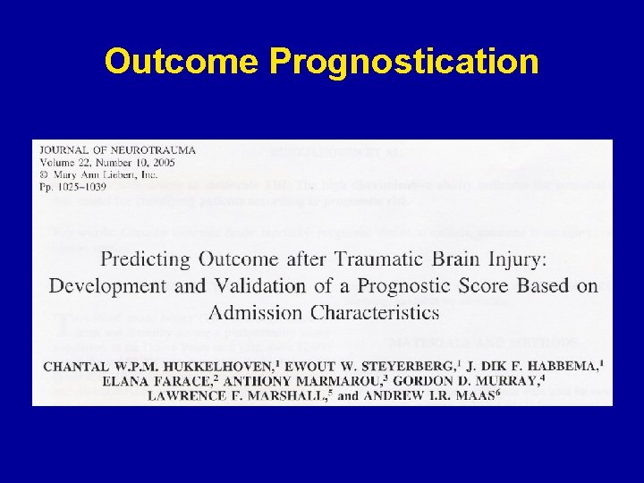 Outcome Prognostication 