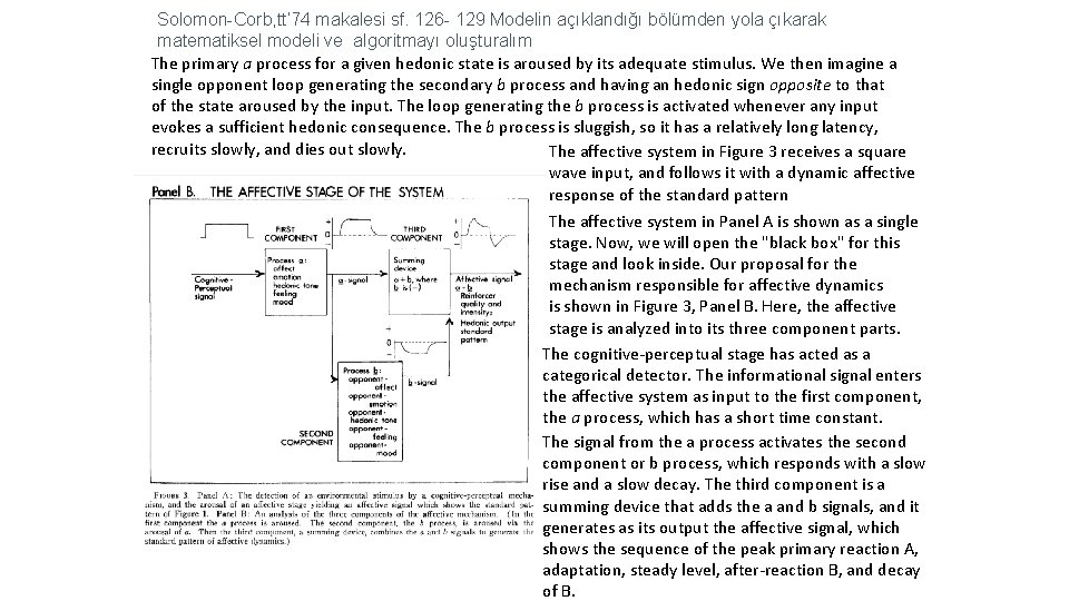 Solomon-Corb, tt’ 74 makalesi sf. 126 - 129 Modelin açıklandığı bölümden yola çıkarak matematiksel