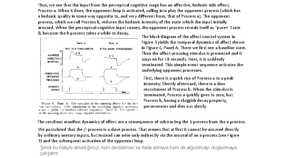 Thus, we see that the input from the perceptual cognitive stage has an affective,