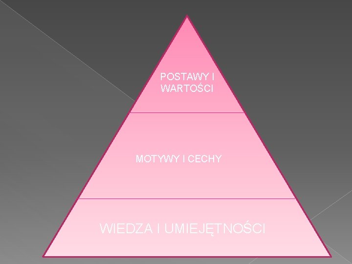 POSTAWY I WARTOŚCI MOTYWY I CECHY WIEDZA I UMIEJĘTNOŚCI 