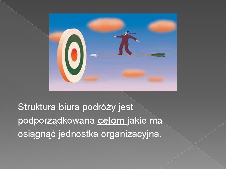 Struktura biura podróży jest podporządkowana celom jakie ma osiągnąć jednostka organizacyjna. 